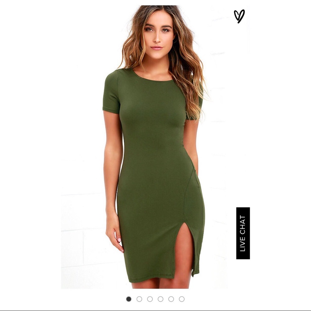 Flatter Me Olive Green Bodycon Dress